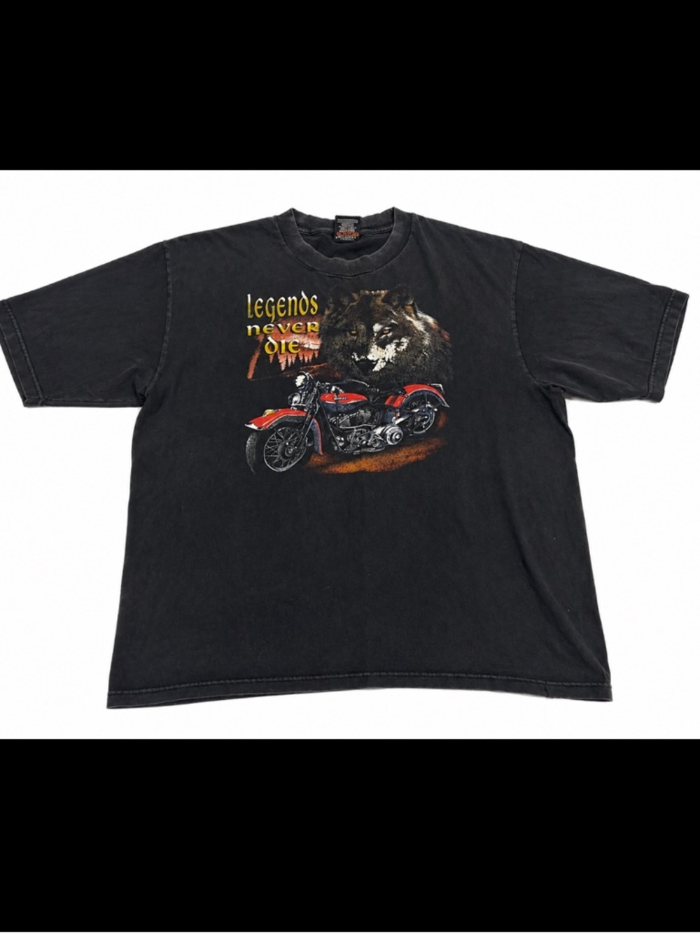 Harley Davidson Wolf Graphic T Shirt Mens L Black Faded Biker Motorcycle